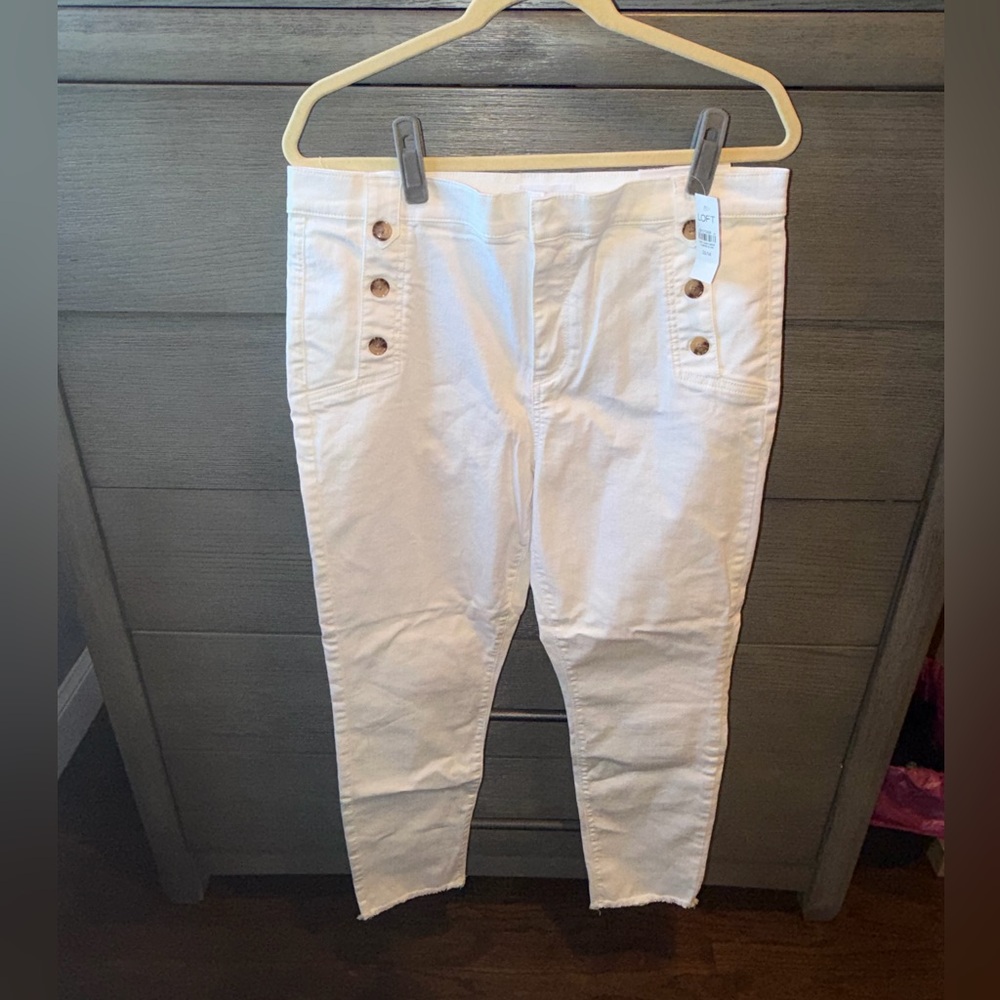 LOFT Classic White Raw Hem Jeans NWT Size 14/32